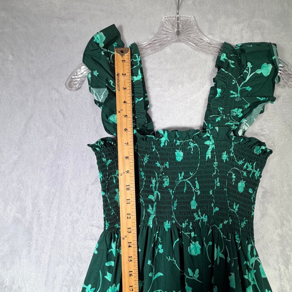 Hill House Home The Ellie Nap Dress Women XS Green Botanical Floral Smocked Midi - Picture 8 of 9